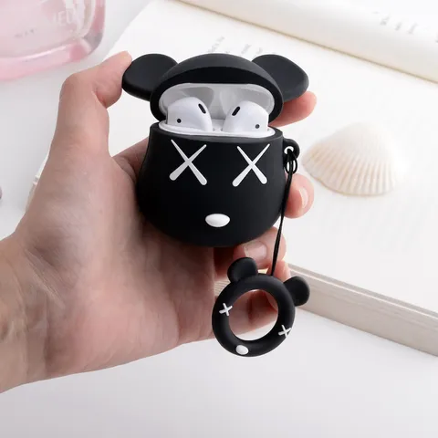 Vỏ Bọc Tai Nghe Không Dây Gấu Mắt X Kaws - Case Silicon Dễ Thương Cho Airpods 1 2 I11 I12 - Phụ Kiện Chất Lượng Cao
