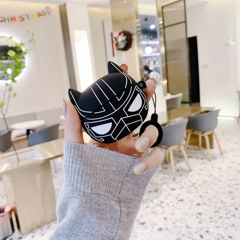 Vỏ Bọc AirPods Silicon Siêu Anh Hùng Báo Đen - Phụ Kiện Tai Nghe AirPods 1 2 Dễ Thương và Bảo Vệ Chống Xước