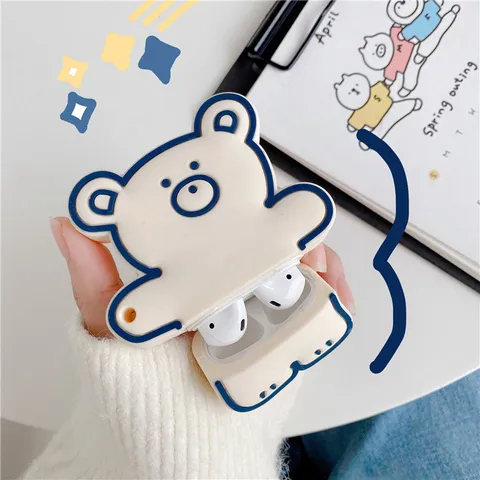 Vỏ Bọc AirPods Silicon Dẻo Hình Gấu Bear - Phụ Kiện Tai Nghe AirPods 1 2 Siêu Cute, Đồ Chơi Thú Vị Cho Fan Gấu