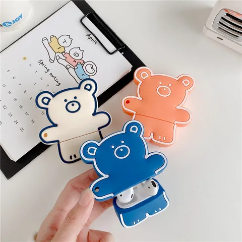Vỏ Bọc AirPods Silicon Dẻo Hình Gấu Bear - Phụ Kiện Tai Nghe AirPods 1 2 Siêu Cute, Đồ Chơi Thú Vị Cho Fan Gấu