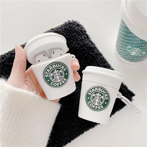 Vỏ Bọc Airpods Silicon Dẻo - Phụ Kiện Tai Nghe AirPods 1 2 Cốc STARBUCK Siêu Cute kèm Móc Đeo