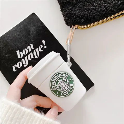 Vỏ Bọc Airpods Silicon Dẻo - Phụ Kiện Tai Nghe AirPods 1 2 Cốc STARBUCK Siêu Cute kèm Móc Đeo