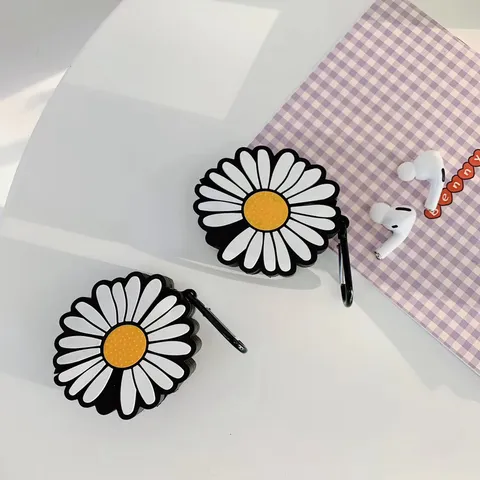 Vỏ Bọc Airpods Hoa Cúc Bằng Silicon Dẻo - Phụ Kiện Hộp Sạc Tai Nghe AirPods 1, 2 & PRO Siêu Cute