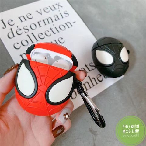 Móc Khóa Người Nhện Cực Chất Kèm Vỏ Case Airpod 1 2 Đồng Bộ Phong Cách, Thiết Kế Nhỏ Nhắn, Silicon Mềm Dễ Tháo Lắp
