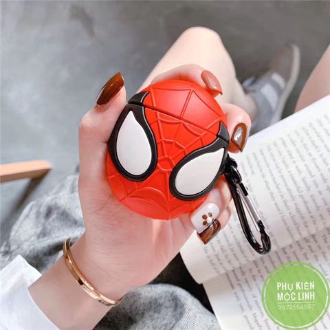 Móc Khóa Người Nhện Cực Chất Kèm Vỏ Case Airpod 1 2 Đồng Bộ Phong Cách, Thiết Kế Nhỏ Nhắn, Silicon Mềm Dễ Tháo Lắp