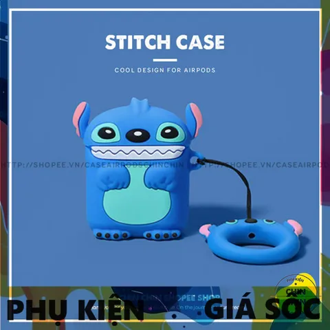 Vỏ Bọc Airpods Silicon Dẻo (Stitch Xanh) Cho Tai Nghe AirPods 1 2 PRO - Phụ Kiện Thời Trang Đáng Yêu