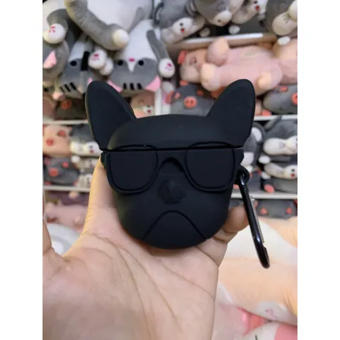Vỏ Bọc Silicon Chó Bull cho AirPods 1 2 PRO - Phụ Kiện Tai Nghe Đựng Sạc Chất Liệu Mềm Dẻo