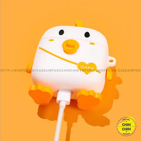 Vỏ Bọc AirPods Silicon Hình Vịt Baby Đeo Túi - Phụ Kiện Độc Đáo Cho AirPods 1 2 PRO
