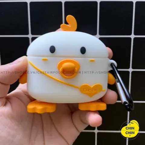 Vỏ Bọc AirPods Silicon Hình Vịt Baby Đeo Túi - Phụ Kiện Độc Đáo Cho AirPods 1 2 PRO