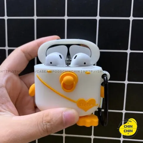Vỏ Bọc AirPods Silicon Hình Vịt Baby Đeo Túi - Phụ Kiện Độc Đáo Cho AirPods 1 2 PRO