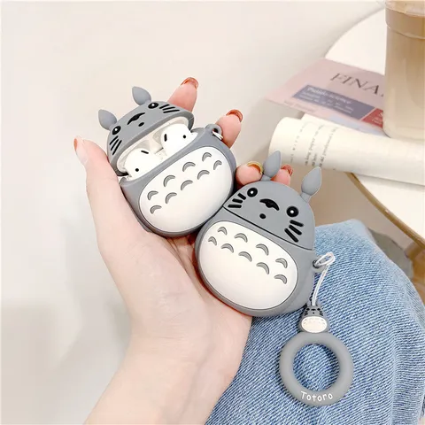 Vỏ Bọc AirPods Silicon Mèo Totoro - Phụ Kiện Tai Nghe Không Dây AirPods 1 2 PRO Chất Dẻo, Thiết Kế Dễ Thương