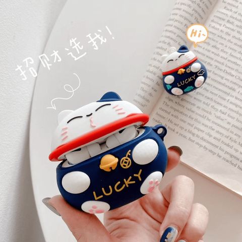 Case AirPods Mèo May Mắn - Vỏ Bọc Silicon Dẻo Cho Hộp Sạc Tai Nghe AirPods 1 2, Phụ Kiện Siêu Cute