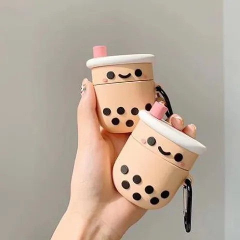 Case Silicone Mềm Vỏ Bao Airpod 1 2 - Trà Sữa Trân Châu Dễ Thương, Vỏ Đựng Tai Nghe Không Dây Airpods 1 2