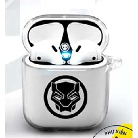 Vỏ Case Trong Suốt và Miếng Dán Nam Châm Chống Bụi Cho Airpods 1 2 - Phụ Kiện Đen Siêu Đẹp Bảo Vệ Tai Nghe