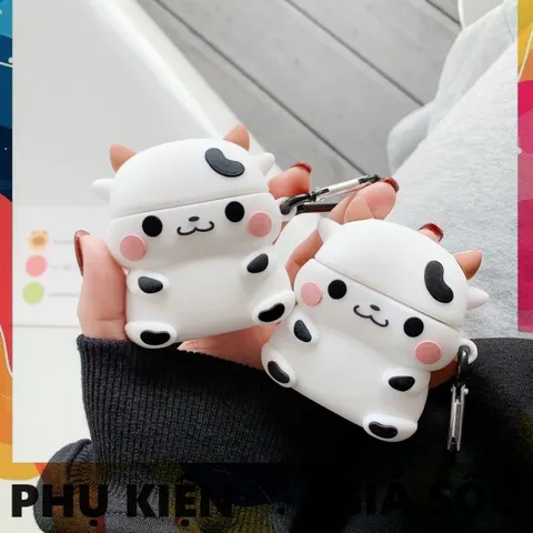 Vỏ Bọc Silicon Dẻo AirPods - Bò Sữa Cute Cho Tai Nghe AirPods 1, 2 và PRO - Phụ Kiện Âm Thanh Thời Trang