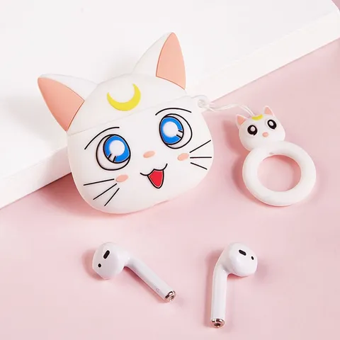 Vỏ Bọc AirPods Mèo Mặt Trăng - Case Silicon Dẻo cho Tai Nghe AirPods 1 2 - Phụ Kiện Thời Trang và Bảo Vệ Hộp Sạc