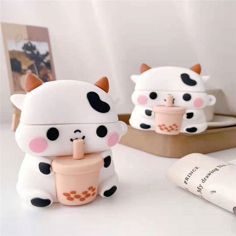 Vỏ Bọc Tai Nghe AirPods 1 2 PRO Bò Sữa Cầm Trà Sữa - Bao Silicon Chất Lượng, Phụ Kiện Đáng Yêu cho Hộp Sạc AirPods