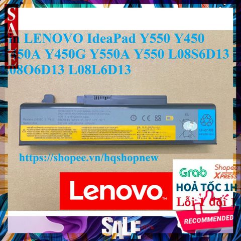 Pin Laptop LENOVO IdeaPad Y550 Y450 Y450A Y450G - 6 Cell Black Battery, New Original Quality Replacement, Fast Warranty Service
