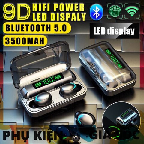 Tai Nghe Bluetooth 5.3 F9 Pro - Âm Thanh HIFI, Chống Nước IPX7, Sạc Type C, Cảm Ứng 1 Chạm, Thời Gian Chơi Lên Đến 6 Giờ