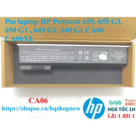 Pin Laptop HP Probook 655, 655 G1, 650 G1, 645 G1, 640 G1 CA06 CA06XL Chính Hãng 100% - Đen, Bảo Hành Đổi Mới 100%