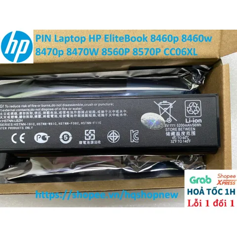 Pin Laptop HP EliteBook 8460p/8460w/8470p/8470w/8560p/8570p CC06XL - Pin Chính Hãng, Mới 100%, 6 Cell, Bảo Hành Đổi Mới