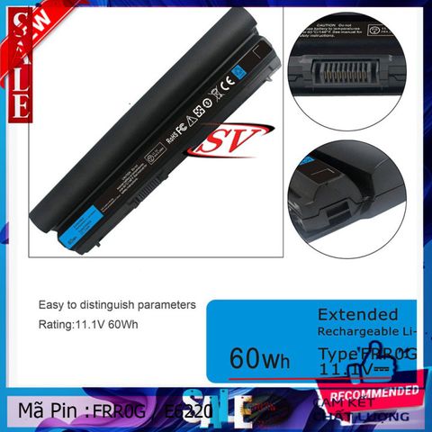 Pin Laptop DELL E6220 E6230 E6320 E6330 E5220 - Pin Lion 6 Cell 4400-5200mAh, Hàng Mới, Bảo Hành 9 Tháng