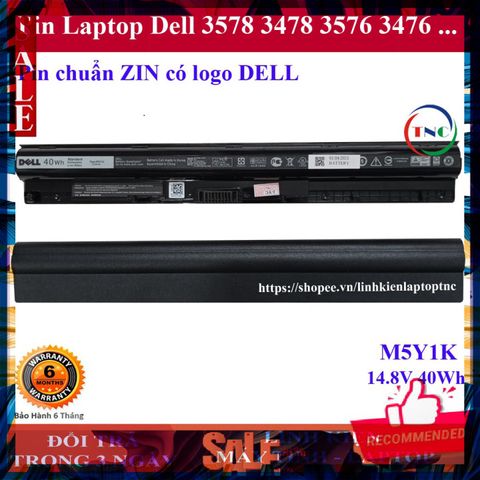 Pin Laptop Dell M5Y1K Thay Thế Cho Dell 3578 3478 3576 3476, Hỗ Trợ CPU Thế Hệ 8, 9, 10 - Phụ Kiện Chính Hãng