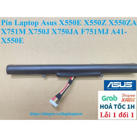Pin Laptop Asus X550E/X550Z/X550ZA/X751M/X750J/X750JA/F751MJ A41-X550E - Pin 4 Cell Chính Hãng, Màu Đen, Bảo Hành 100%