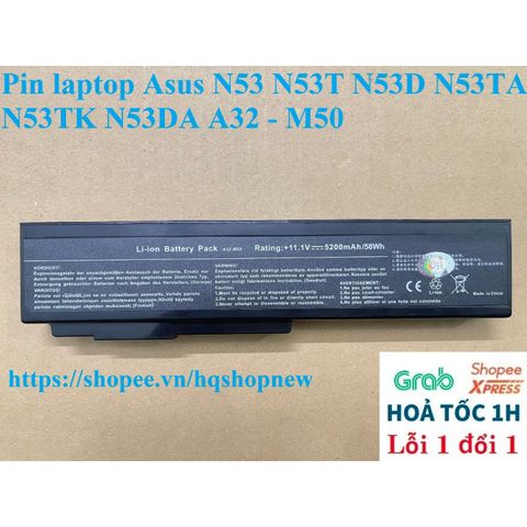 Pin Laptop Asus N53/N53T/N53D/N53TA/N53TK/N53DA A32 - M50 6 Cell Đen, Sản Phẩm Mới 100% với Bảo Hành Chính Hãng
