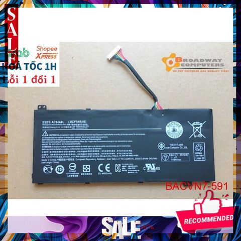 Pin Laptop Acer AC14A8L Cho V15 V17 Aspire VN7-571 VN7-571G 100% Chính Hãng - Bảo Hành Đổi Mới - Đen