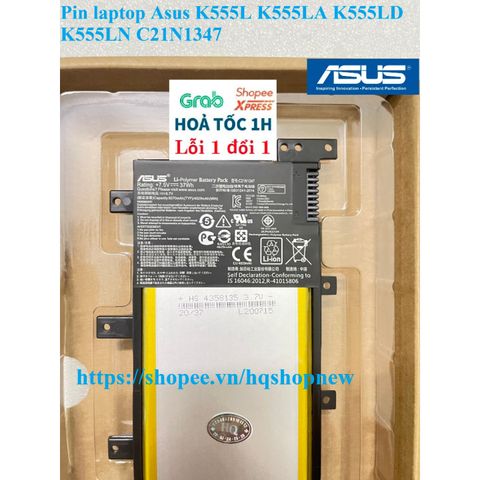 Pin Laptop chính hãng Asus K555L K555LA K555LD K555LN C21N1347 - Pin mới 100% đảm bảo chất lượng và bảo hành nhanh chóng