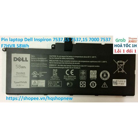 Pin Laptop Dell Inspiron 7537 - Pin Chính Hãng 58Wh Đen, Tương Thích với Các Dòng 7000 và 7537, Bảo Hành Nhanh Chóng