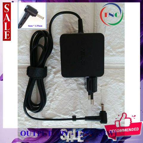 Sạc Laptop Asus Mini 19V 1.75A Chân Nhỏ 1.35mm - Sạc Vuông Chính Hãng Đen, Bảo Hành 12 Tháng