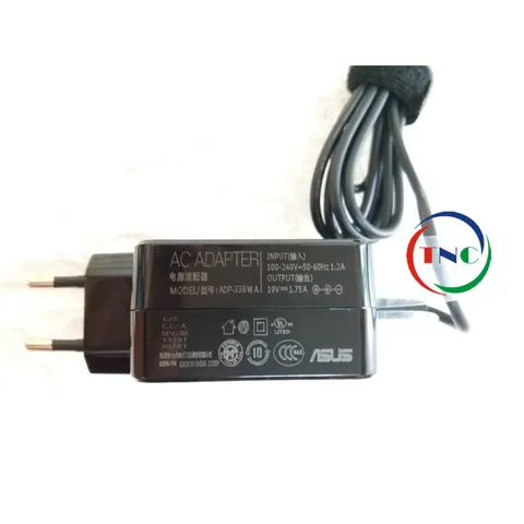 Sạc Laptop Asus Mini 19V 1.75A Chân Nhỏ 1.35mm - Sạc Vuông Chính Hãng Đen, Bảo Hành 12 Tháng