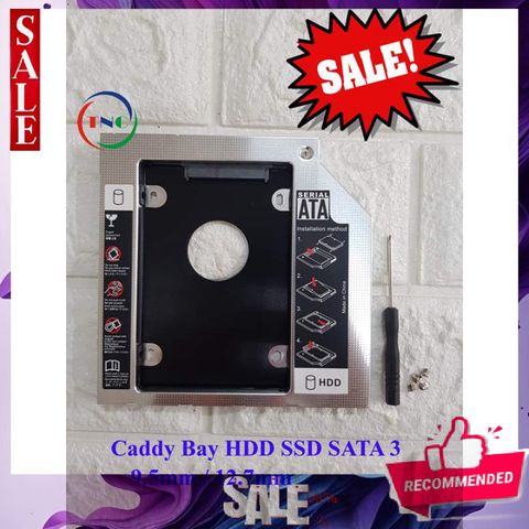 Khay Gắn Ổ Cứng Caddy Bay HDD SSD SATA 3 9.5mm/12.7mm Dành Cho Laptop - Chất Liệu Nhôm Cao Cấp, Bảo Hành 6 Tháng