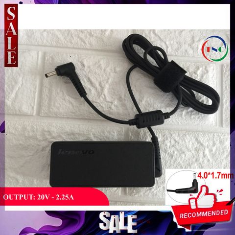 Sạc Laptop Lenovo Ideapad 20V-2.25A - Chân Nhỏ 4.0mm x 1.7mm - Bảo Hành 12 Tháng - Thay Thế cho 100-14IBY, 110-14ISK, 100-15IBD