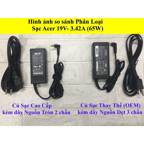 Sạc Laptop Acer 19V 3.42A 65W Nhập Khẩu - Adapter Chất Lượng Cao, Bảo Hành 12 Tháng, Thay Thế An Toàn
