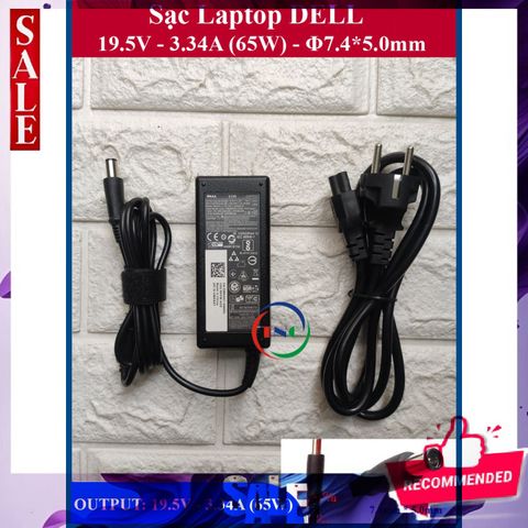 Sạc Laptop Dell 19.5V 3.34A - 65W Chân Kim To | Adapter Chất Lượng Cho N4110 N4010 2421 2420 3450 4050 3521 - Bảo Hành 12 Tháng