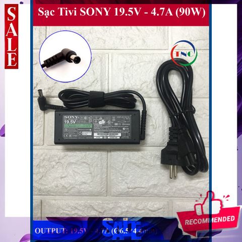 Sạc Adapter Tivi Sony 19.5V 4.7A (90W) - Dùng cho màn <= 43 Inch, kèm dây nguồn, Bảo hành 12 tháng, Chính hãng ZIN