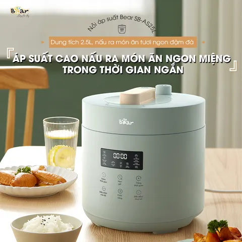 Nồi Áp Suất Bear 2.5L SB-AS25L - Đa Chức Năng, Thông Minh, An Toàn, Dễ Dàng Nấu Ăn Tại Nhà