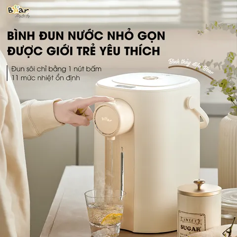 Bình Thủy Điện Bear SB-BTD5L 5L - Đun Sôi, Giữ Ấm, Khử Clo, An Toàn Với Inox 304, Màn Hình LED Cảm Ứng