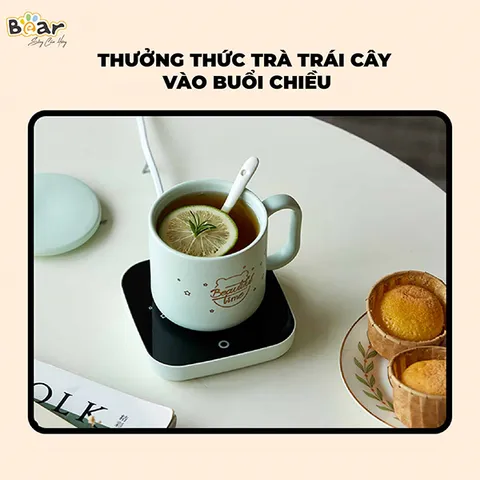 Đế làm nóng Bear DRBD-C16J5 - Tiết kiệm năng lượng 16W, cảm biến nhiệt an toàn cho bếp từ, phù hợp nhiều chất liệu gốm, sứ, thủy tinh