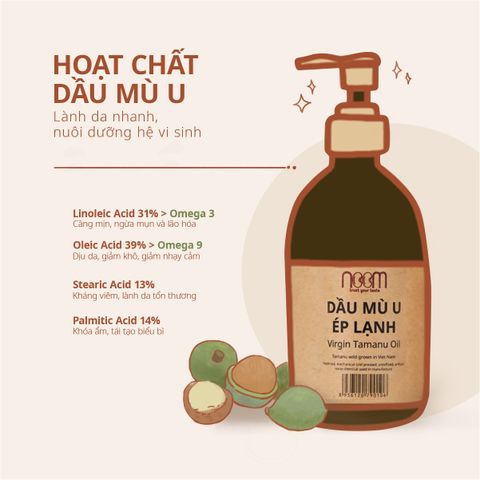 Dầu Mù U Ép Lạnh 10ml Noom - Tinh Dầu Thiên Nhiên Giúp Dưỡng Da, Chống Viêm, Kháng Khuẩn, An Toàn Cho Mọi Loại Da