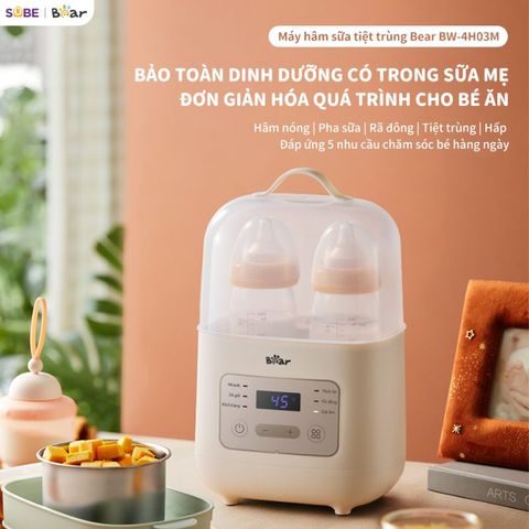 Máy Hâm Sữa Tiệt Trùng Bear BW-4H03M - Chức Năng Hâm Nóng, Giữ Ấm 24 Giờ, Thiết Kế Thông Minh, Dinh Dưỡng Hoàn Hảo
