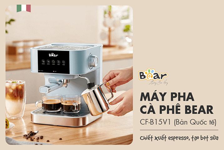 Máy Pha Cà Phê Bear CF-B15V1 - Công Suất 950W, Áp Suất 15 Bar, Dung Tích 1.5L, Màu Xanh - Thiết Bị Pha Cà Phê Hoàn Hảo Cho Mỗi Sáng