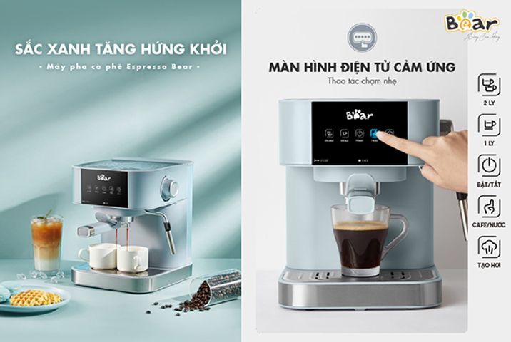 Máy Pha Cà Phê Bear CF-B15V1 - Công Suất 950W, Áp Suất 15 Bar, Dung Tích 1.5L, Màu Xanh - Thiết Bị Pha Cà Phê Hoàn Hảo Cho Mỗi Sáng