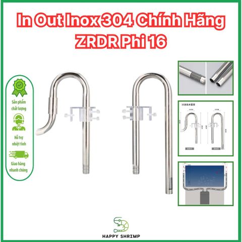 Đầu In Out Inox 304 Phi 16 Chính Hãng ZRDR - Thiết Bị Chịu Lực Chống Gỉ, Điều Chỉnh Hướng Xoay 360 Độ, Dụng Cụ Thủy Sinh Chất Lượng Cao
