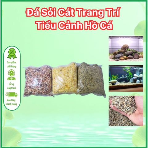Đá Sỏi Trang Trí Tiểu Cảnh Hồ Cá - Sỏi Màu Nhiều Kích Thước Cho Bể Thủy Sinh Sân Vườn, Trang Trí Độc Đáo