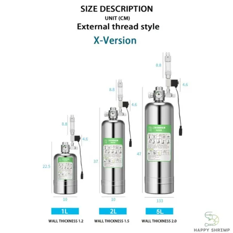 Bình Inox Thủy Sinh Tự Pha Chế CO2 1L 2L 5L Chính Hãng ZRDR - Bộ Tự Làm An Toàn, Tiện Dụng Mẫu 2024