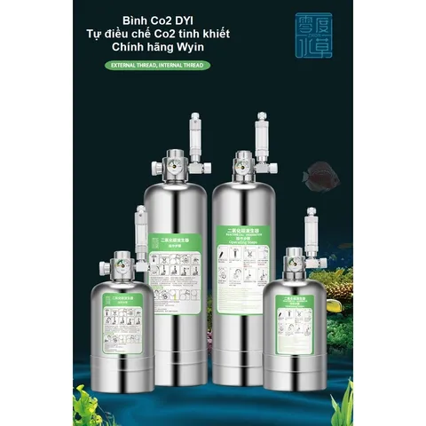 Bình Inox Thủy Sinh Tự Pha Chế CO2 1L 2L 5L Chính Hãng ZRDR - Bộ Tự Làm An Toàn, Tiện Dụng Mẫu 2024